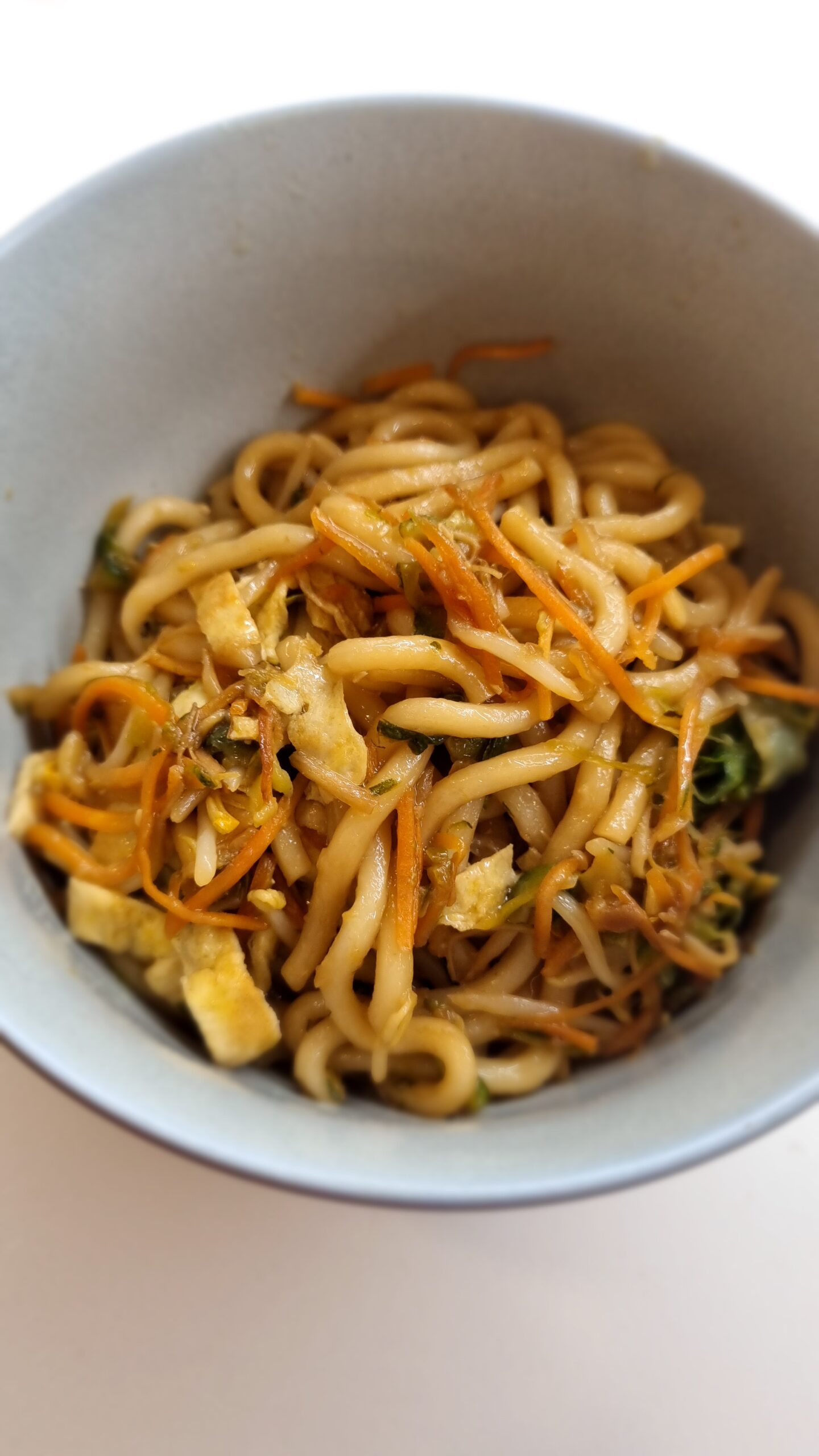 Udon noodles con pollo e verdure